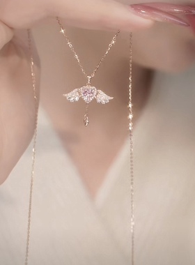 新款纯银项链女小翅膀之心吊坠