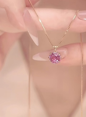 新款玫瑰花锆石吊坠女款轻奢小众高级感锁骨链百搭毛衣链配饰挂件