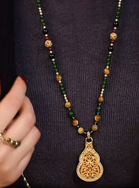 开盖葫芦吊坠新中式玛瑙玉石项链
