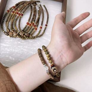 绿檀木天珠手串古风复古民族风念珠双圈高级感手链女2026新款手饰
