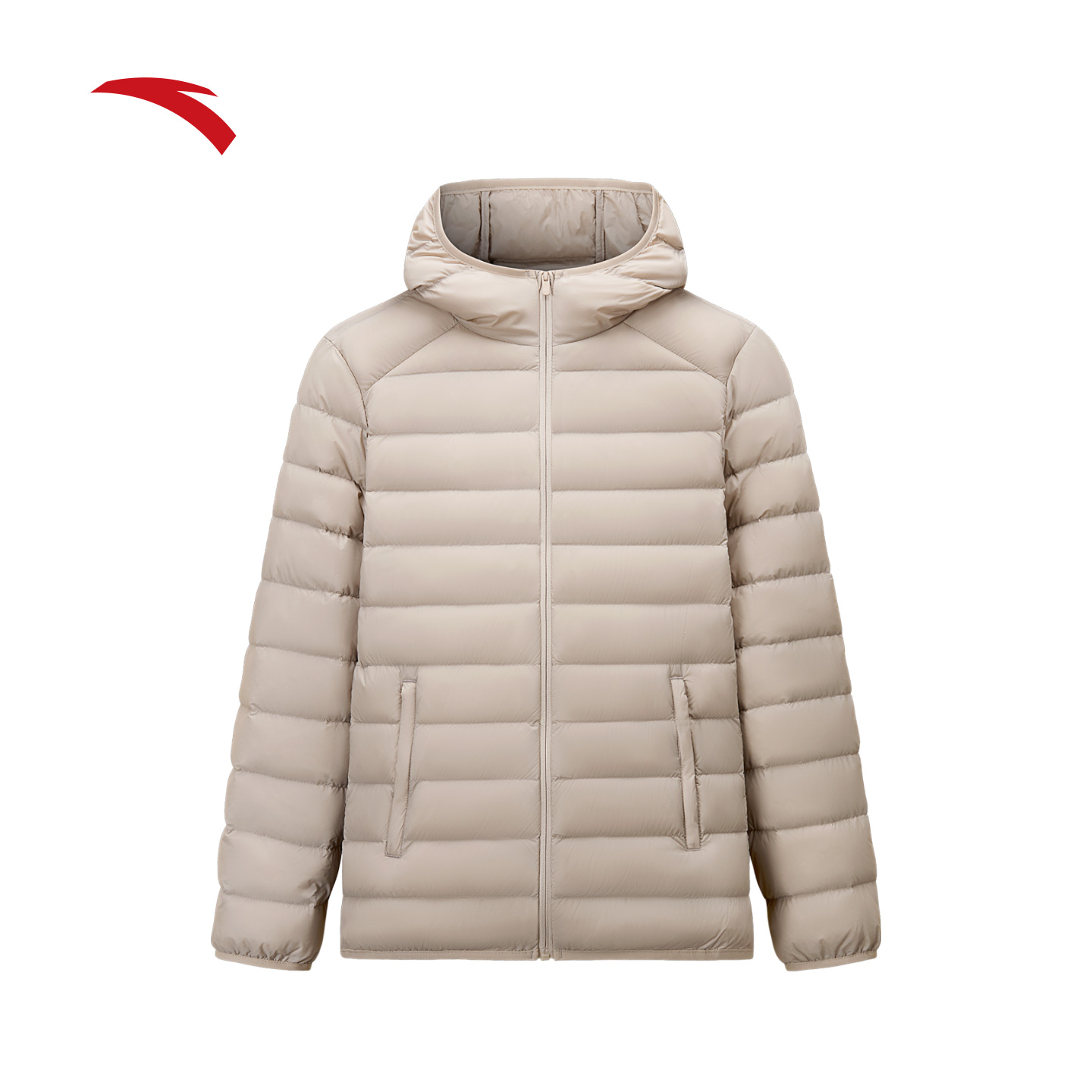 安踏修身女士连帽羽绒服通勤百搭秋冬新款流光风休闲运动外套上衣