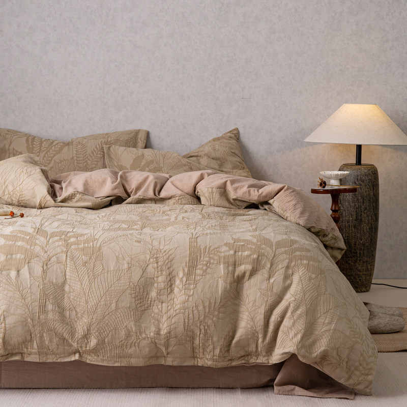 新款A类全棉双层纱布床上四件套100全棉裸睡床单床笠被套复古床品