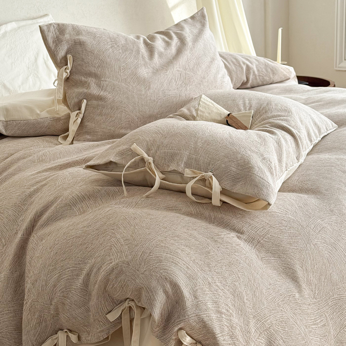 A类全棉三层纱提花四件套纯棉2026新款纱布床单被套简约床上用品