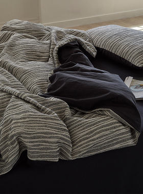 简约黑色侘寂风全棉床上四件套2026新款纯棉裸睡床单被套床笠床品