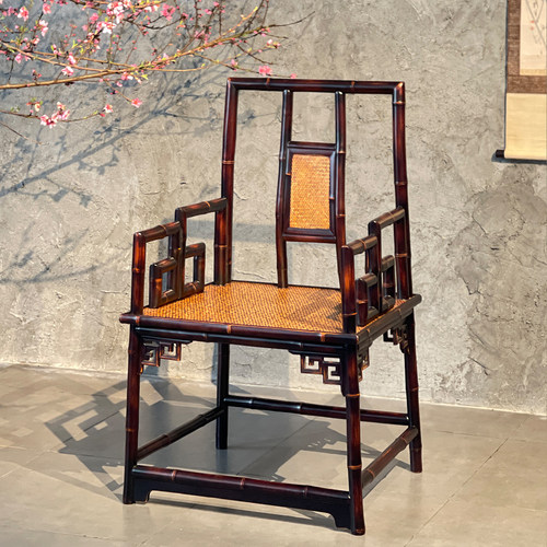 竹老表官帽椅手工圆竹仿古太师椅