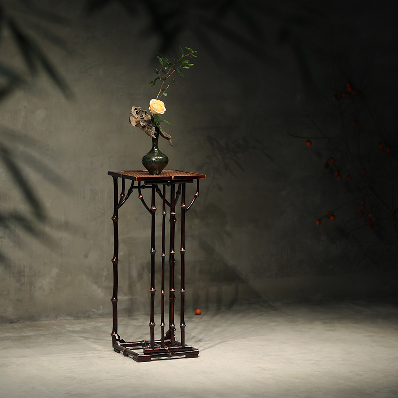 竹老表中式仿古手工筇竹花几花架