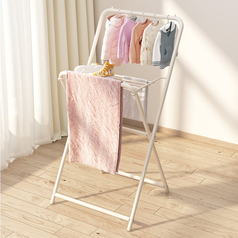 晾衣架落地式家用宿舍可折叠衣帽架简易卧室内阳台小型挂衣服架子