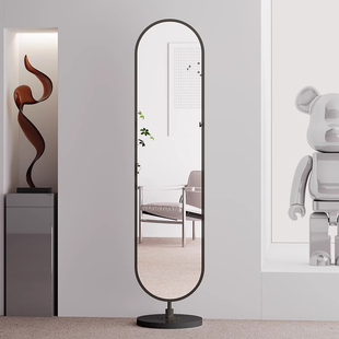 轻奢风落地镜家用卧室奶油风全身镜网红可旋转试衣镜带收纳小户型