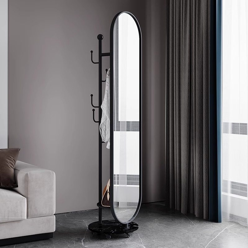 全身镜落地镜家用全身镜轻奢卧室可旋转衣帽带挂衣架一体全身镜子
