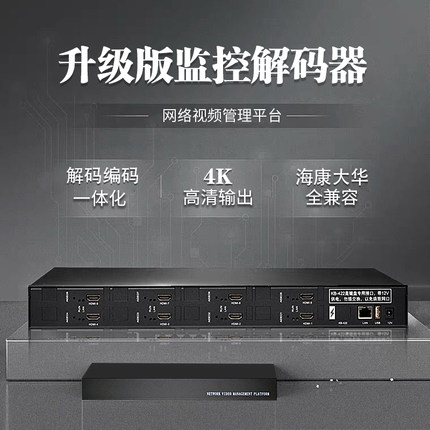 H.265安防监控分屏高清4k解码器网络矩阵主机6路36画面分割