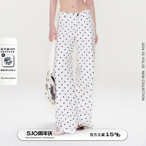 复古波点辣妹显瘦V腰牛仔裤