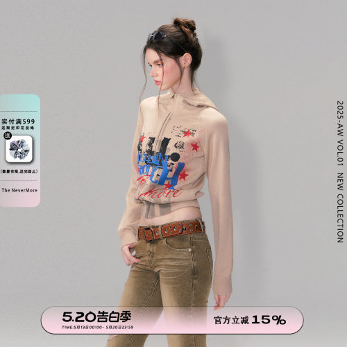 复古针织外套女小众连帽卫衣上衣