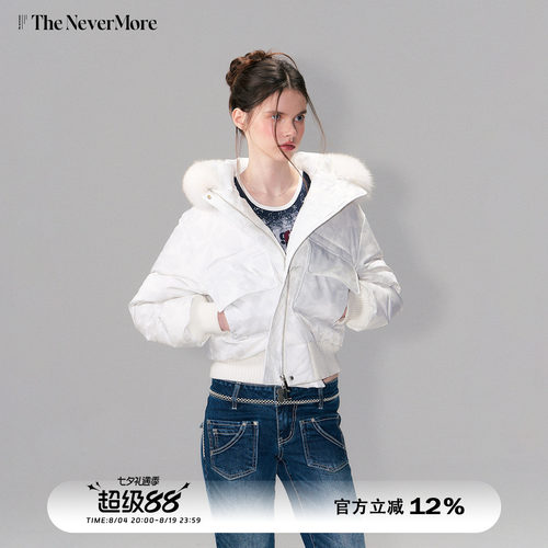 可拆卸真毛毛领连帽羽绒服女