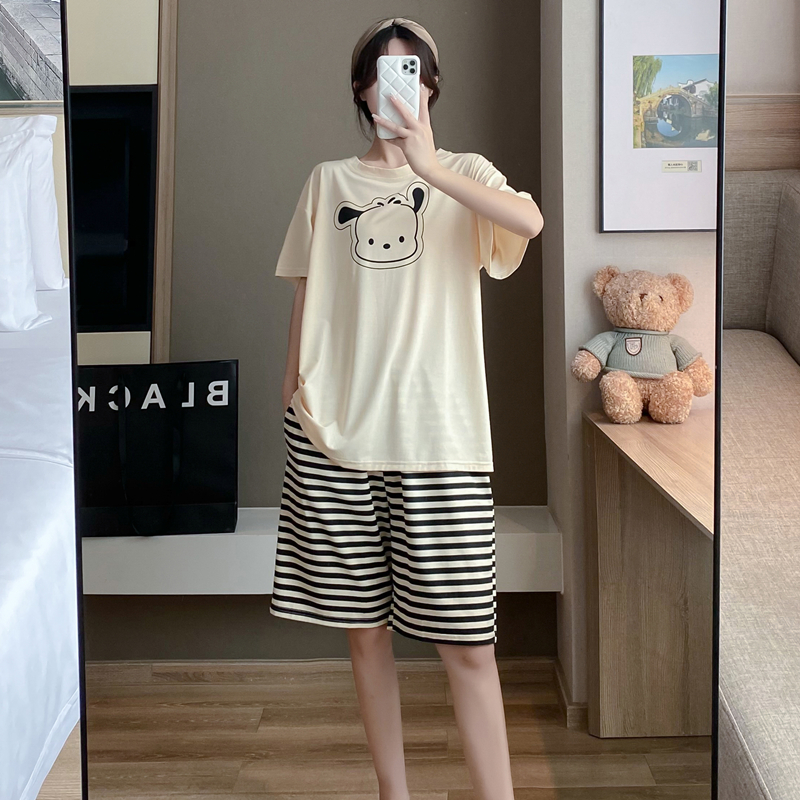 大码莫代尔睡衣女夏季200斤短袖