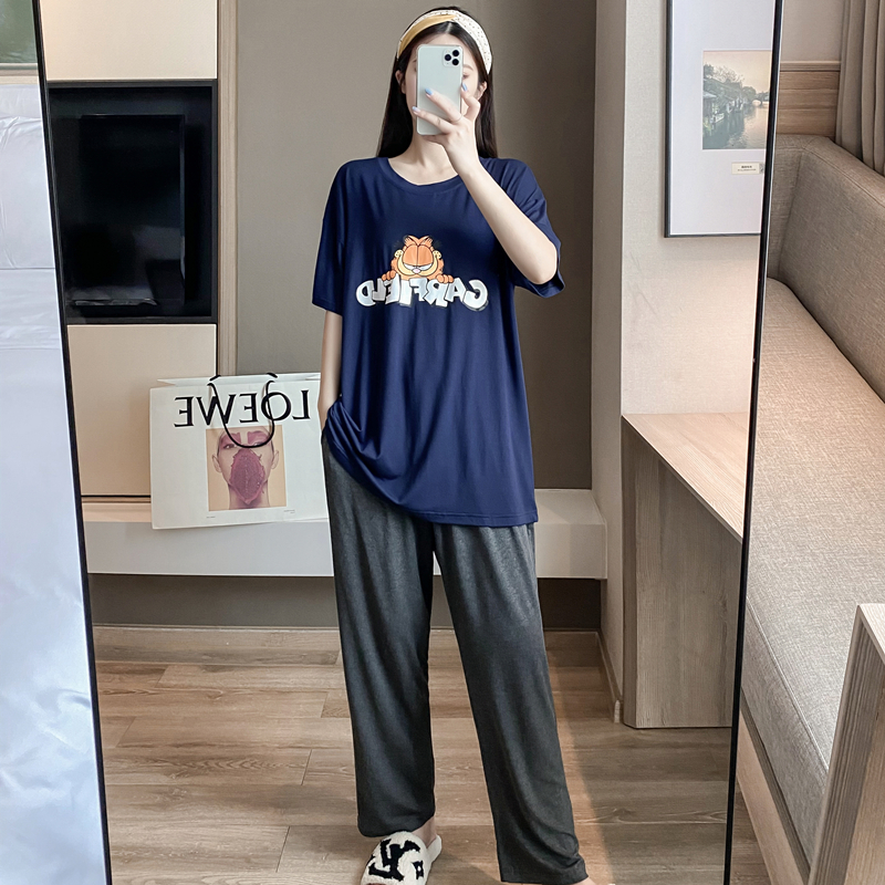 莫代尔睡衣女夏季短袖长裤200斤