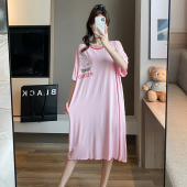 薄款 圆领夏季 宽松卡通可爱睡衣 胖mm200斤莫代尔睡裙女短袖 加大码