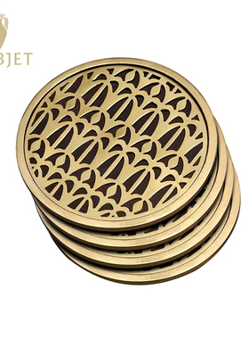 L'OBJET 欧洲进口Venise威尼斯杯垫(4件)24K镀金欧式艺术创意杯垫