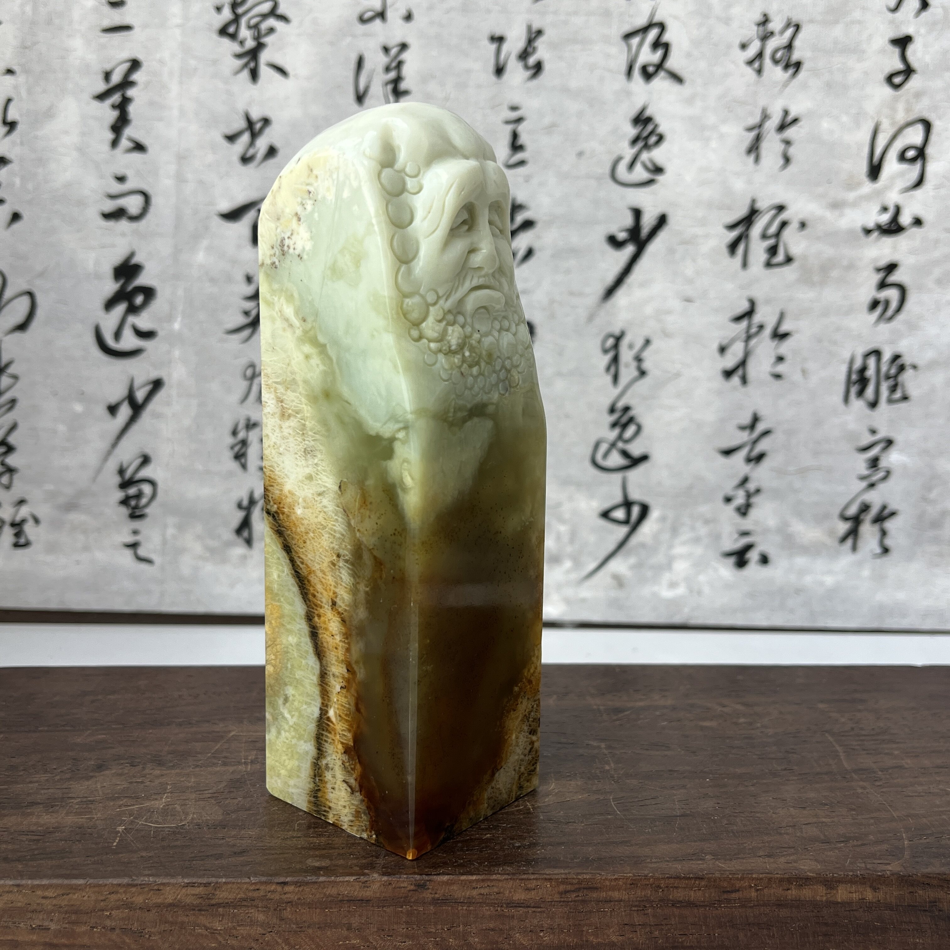 岫玉印章摆件达摩花玉手工俏色书画印章奇石意境多色玉石文房用具