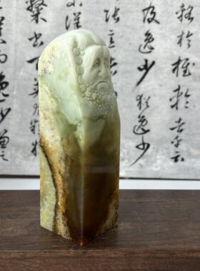 岫玉印章摆件达摩花玉手工俏色书画印章奇石意境多色玉石文房用具