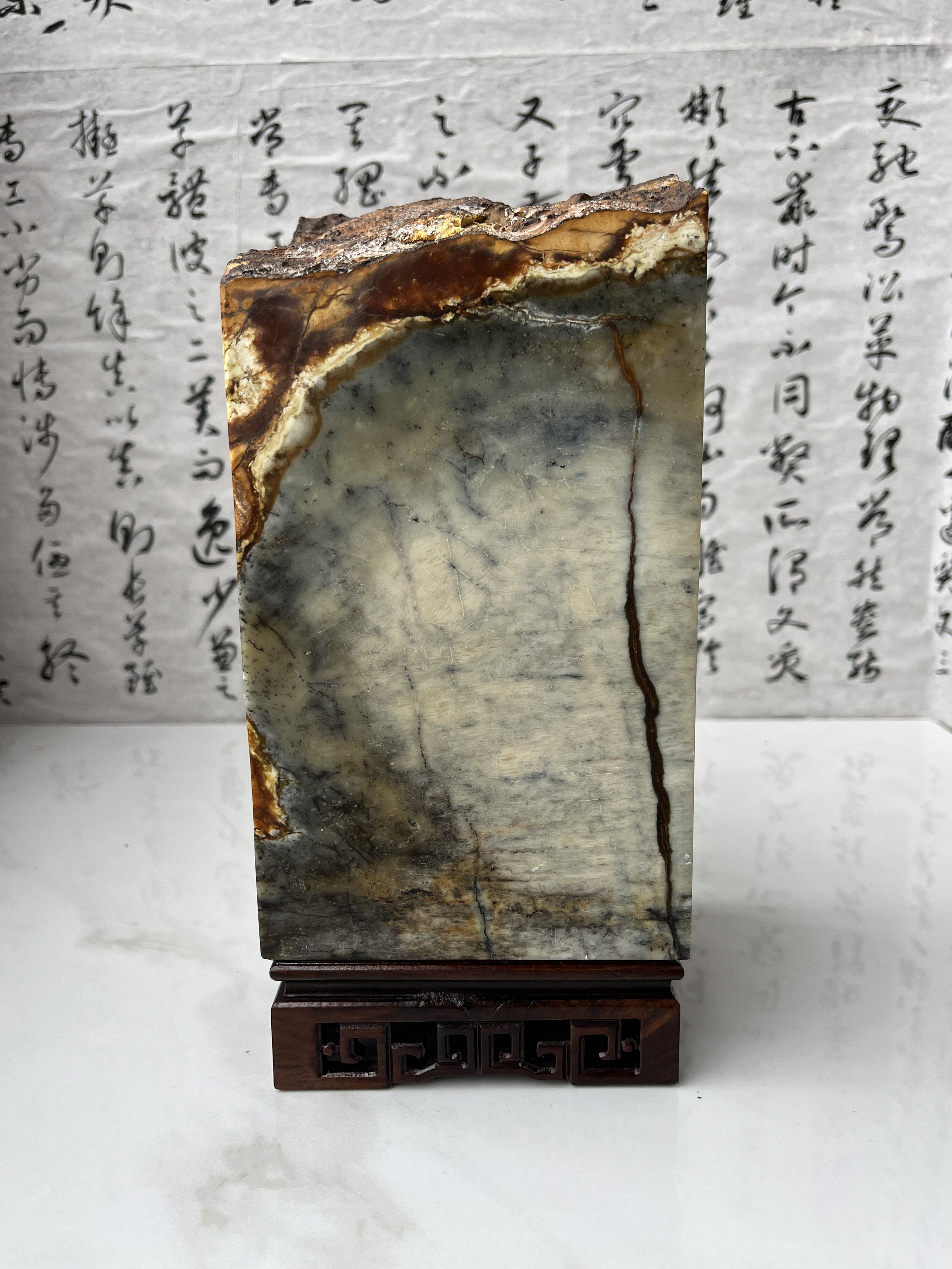 岫玉大印章摆件意境奇石花玉印石文房用品玉石玄关博古架摆件收藏