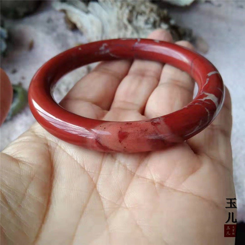红碧石手镯复古圆条红色手饰男女款59毫米大口径镯子节日礼物腕饰