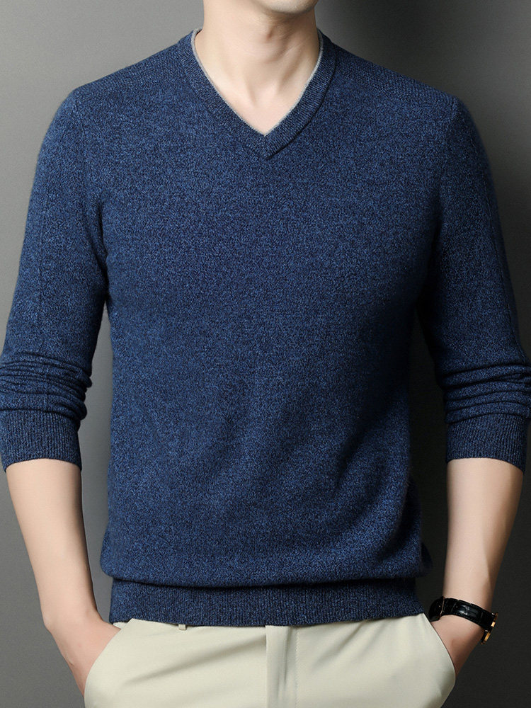 2025秋冬新款100纯羊绒针织衫男士休闲V领加厚针织衫经典底裤针织,男装,羊绒套衫,淘宝优惠券,粉丝福利购,淘宝优惠卷