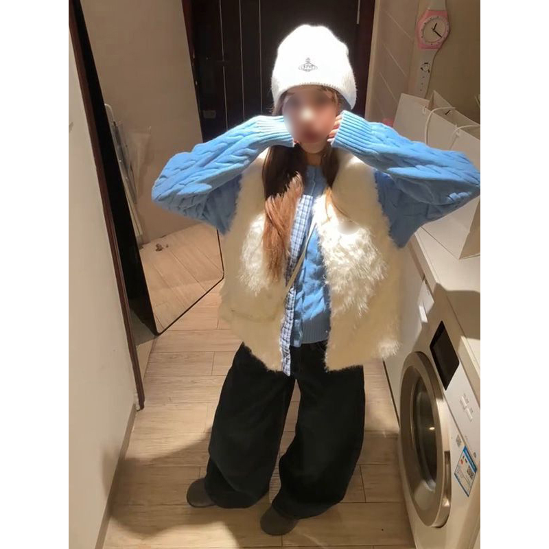 马甲外套女冬季针织麻花毛衣开衫