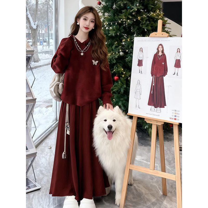 针织连帽毛衣+针织连帽毛衣