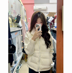 气质名媛风针织拼接字母刺绣立领棉服外套女冬季休闲百搭保暖棉衣