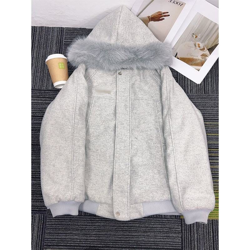 2026冬季新款灰色毛领连帽毛呢棉服外套女学生遮肉显瘦面包服外套,女装/女士精品,棉衣/棉服,淘宝优惠券,粉丝福利购,淘宝优惠卷