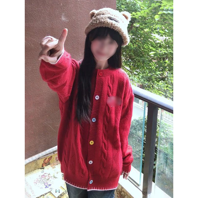 新年设计感圆领针织上衣外套