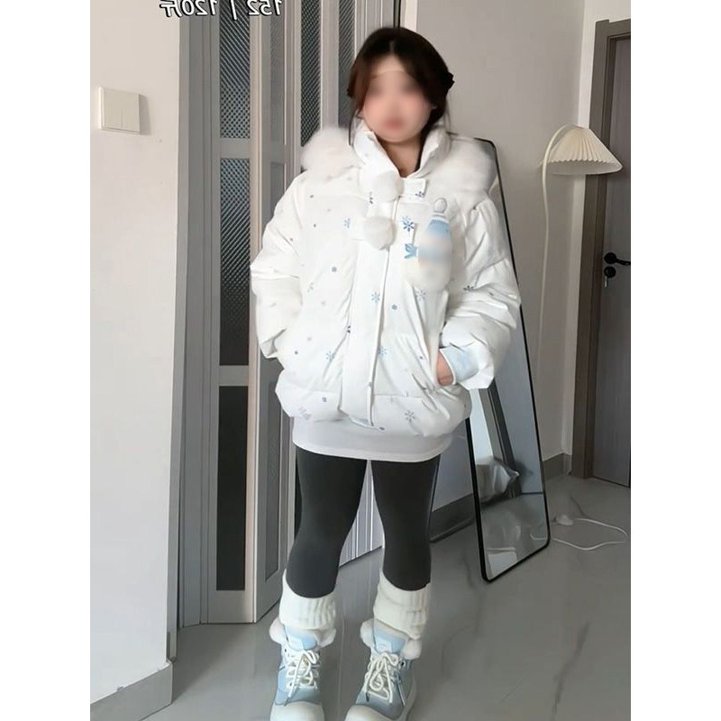 小众甜美风小个子毛领连帽棉服女学生可拆卸雪人棉衣外套蓝色围巾,女装/女士精品,棉衣/棉服,淘宝优惠券,粉丝福利购,淘宝优惠卷