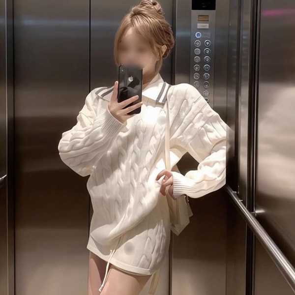 修花毛衣女生搭配针织短裙