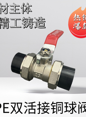 PE双活接铜球阀PPR承插式4分20一寸32饮自来水管配件25国标阀门