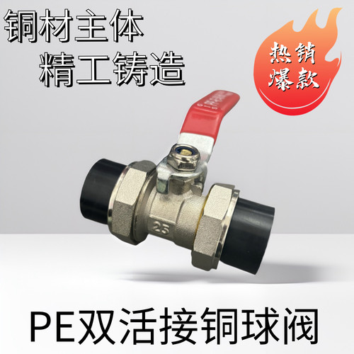 PE双活接铜球阀PPR承插式4分20一寸32饮自来水管配件25国标阀门