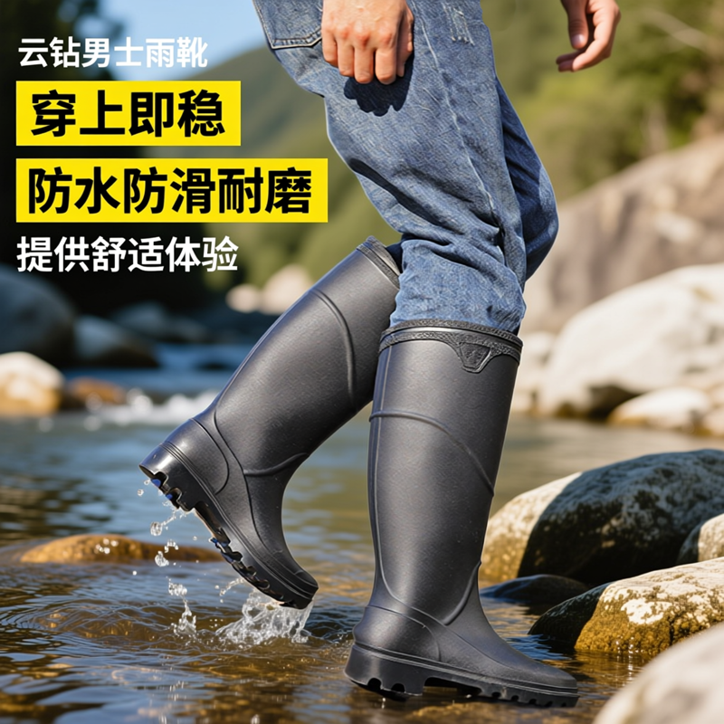 雨鞋男高筒防滑雨靴时尚防水工地