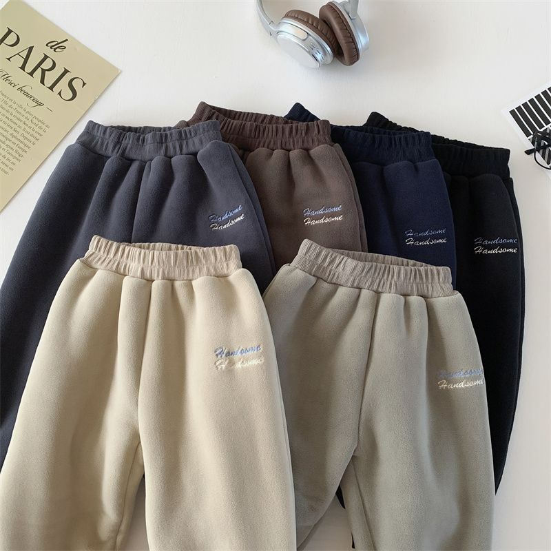 男女童加绒长裤子冬装秋冬束脚裤儿童装宝宝小童卫裤奥粒绒一体绒