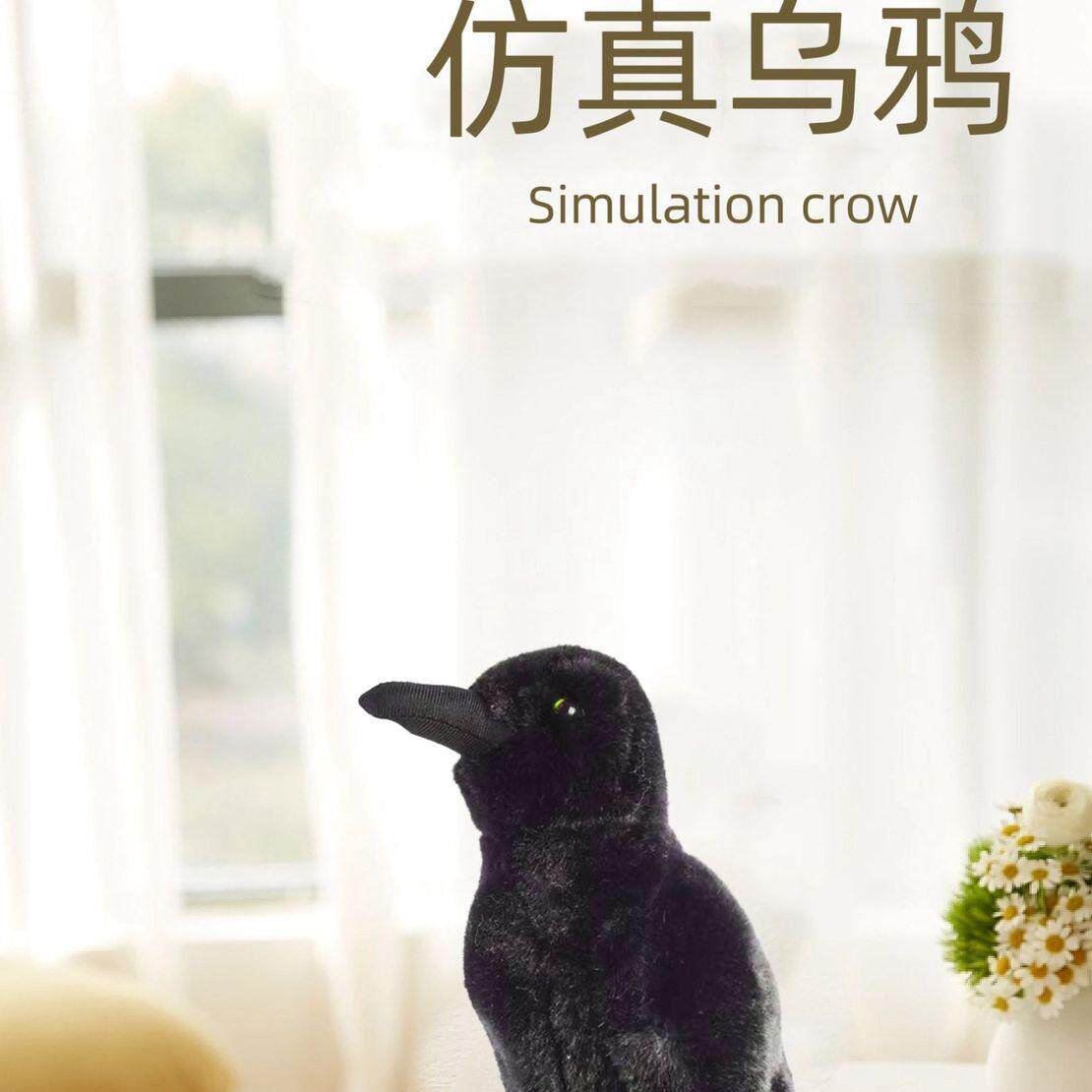 双十一创意仿真黑色乌鸦公仔玩偶毛绒/玩偶/公仔/布