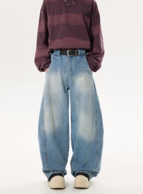 MANRE SHOW 25SS美式复古水洗做旧宽松直筒牛仔裤