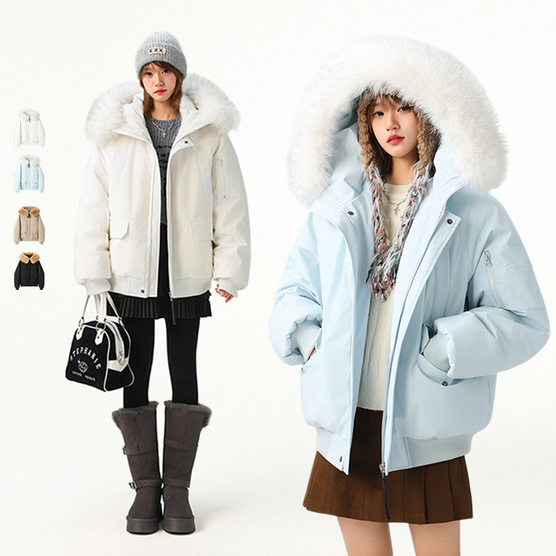 MANRE SHOW 冬季加厚大毛领羽绒派客服