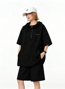 MANRE SHOW连帽短袖短裤套装
