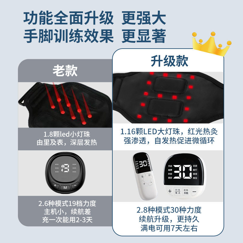 新款EMS低频脉冲按摩器升级红光加热手部训练便携电动腿脚按摩仪