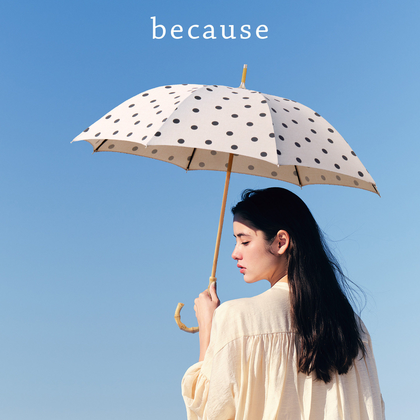 碧蔻资日本because遮阳伞清新防晒防紫外线长柄轻便三折晴雨两用