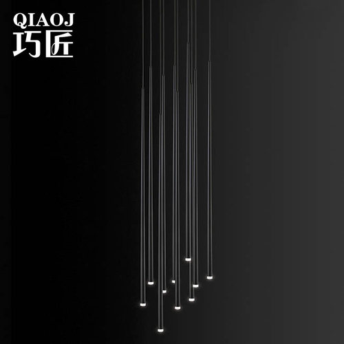 黑色餐厅别墅旋转楼梯灯