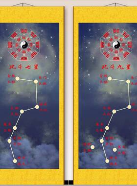 周易八卦北斗七星图挂画北斗九星风水招财保平安旺财运丝绸卷轴画