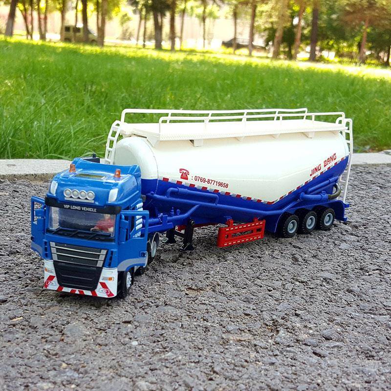 正品1:50重槽车运输车型合金汽车模型真工程车货车合金仿模型罐玩