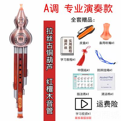 正品防摔7专业演奏型葫降芦丝成人初学生调镀铜红木黑檀CA/B调孔