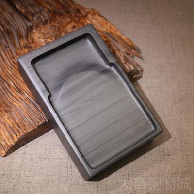 正品万石手刻老坑宽水波纹眉纹原石歙砚文房十四宝八寸君寸台礼品