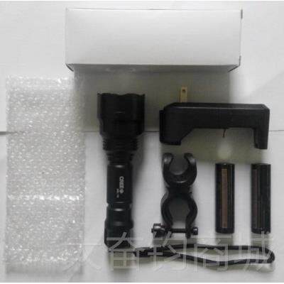 正品18650可充电C8q远5t6lled五强光手电筒家用户外2档射防水手电