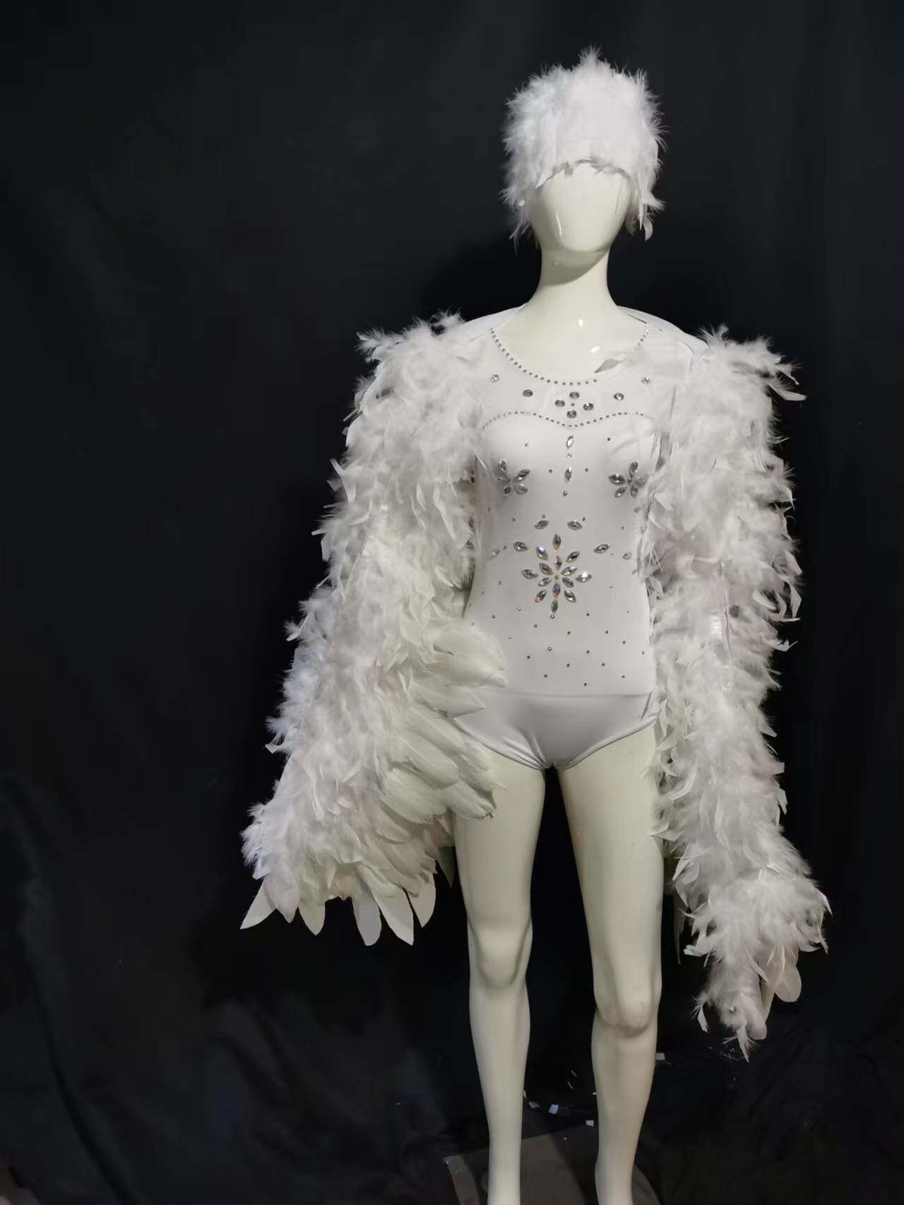 新yy定制高端大气酒吧夜店白色大做秀派对天使翅膀演出服gogo热舞